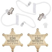 4Pcs Ring Security Breastpin Secret Service Accessories Include 2 Pcs Acoustic Earpiece Tube Headsets 2 Pcs